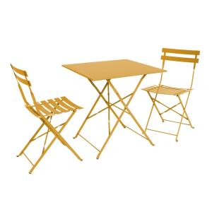 Table et chaises de jardin pliables 70 x 70cm, ocre