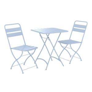 Table et chaises de jardin pliantes 2 personnes en métal bl…