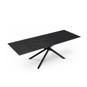 Table extensible 10 places céramique effet marbre noir et p…