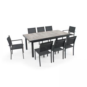 Table extensible 8 chaises et 2 fauteuils en aluminium et c…