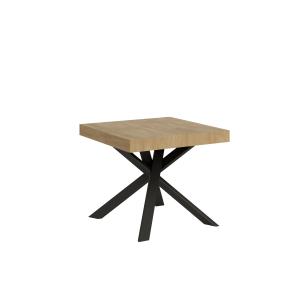 Table extensible 90x90/194 cm effet bois chêne nature