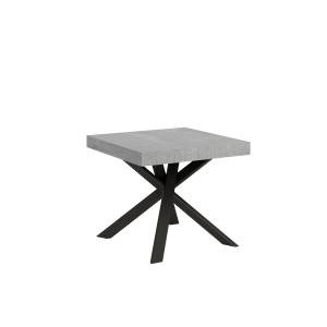 Table extensible 90x90/194 cm effet bois gris béton