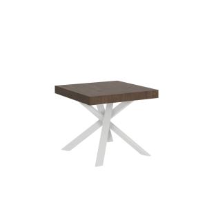 Table extensible 90x90/194 cm effet bois noyer