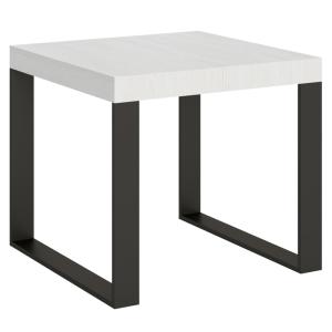Table extensible 90x90/246 cm effet bois frêne blanc