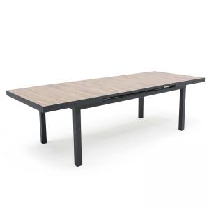 Table extensible aluminium et céramique imitation bois