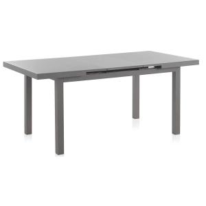 Table extensible aluminium taupe verre trempé 140/180X90 cm