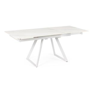 Table extensible avec plateau en grès blanc 120/180x90