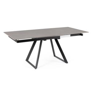 Table extensible avec plateau en grès noir/gris 120/180x90