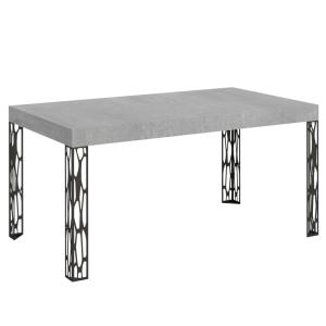 Table extensible effet béton gris 90x160/264 cm
