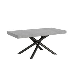Table extensible effet béton gris 90x200/460 cm