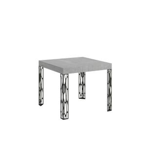 Table extensible effet béton gris 90x90/246 cm