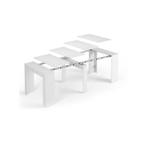 Table extensible effet bois 51/237x90 cm blanc brillant