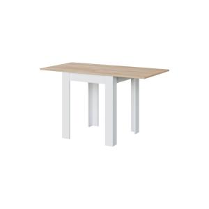 Table extensible effet bois 67x67/135 cm blanc et chêne