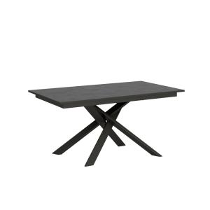 Table extensible effet bois anthracite 90x160/220 cm