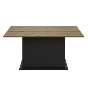 Table extensible effet bois chêne avec pied central noir