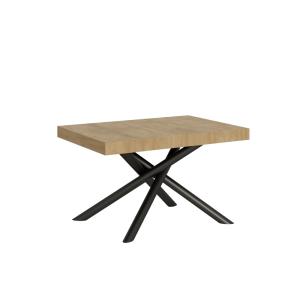 Table extensible effet bois chêne nature 90x120/224 cm
