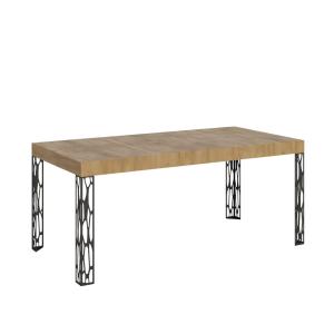 Table extensible effet bois chêne nature 90x200/304 cm