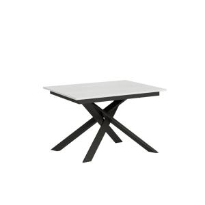 Table extensible effet bois frêne blanc 90x120/180 cm