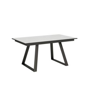 Table extensible effet bois frêne blanc 90x160/220 cm
