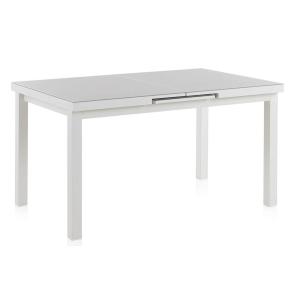 Table extensible en aluminium blanche avec verre trempé 140…
