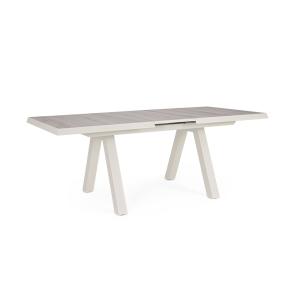 Table extensible en aluminium et céramique 163-203X93 beige