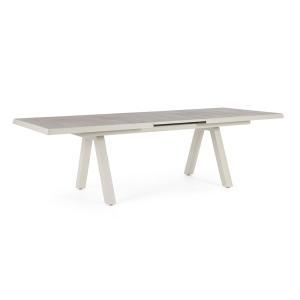 Table extensible en aluminium et céramique 205-265X103 beig…