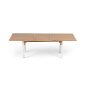 Table extensible en bois 6-10 places bois et acier blanc