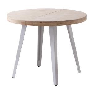Table extensible en bois de chêne et acier blanc D100
