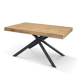 Table extensible en chêne rustique, piètement anthracite 16…