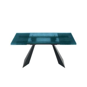 Table extensible en verre bleu, 160/240 x 90 cm, hauteur 75…