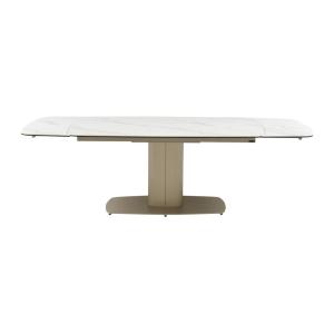 Table extensible marbre artificiel taupe, blanc