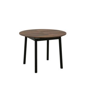 Table extensible ronde décor noyer/noir Ø100 cm