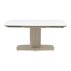 Table extensible verre trempé taupe, blanc