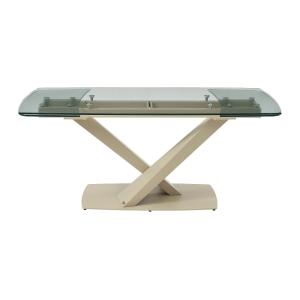 Table extensible verre trempé transparent, beige