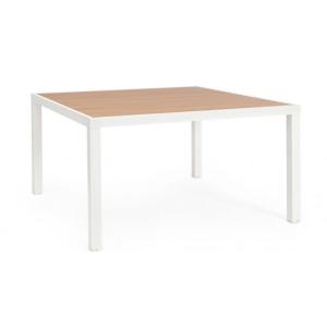 Table fixe avec effet bois et structure en aluminium blanc…