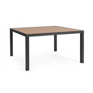 Table fixe avec effet bois, structure en aluminium anthraci…