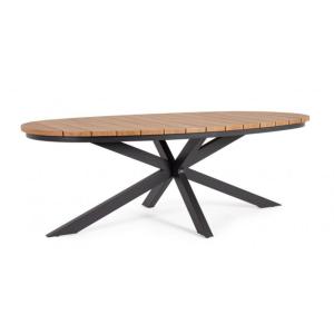 Table fixe effet bois et structure en aluminium anthracite…