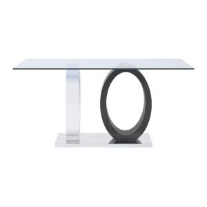 Table fixe effet bois gris, blanc