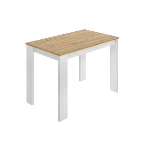 Table fixe effet chêne noué et bois blanc 110x67