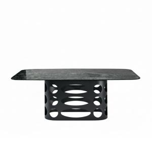 Table fixe en verre gris martelé 210 x 110 cm, hauteur 75 c…