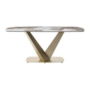 Table fixe marbre artificiel gris, blanc