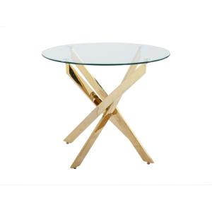 Table fixe verre trempé transparent, doré