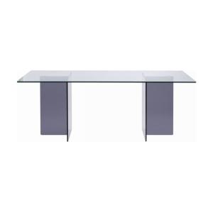 Table fixe verre trempé transparent, gris anthracite