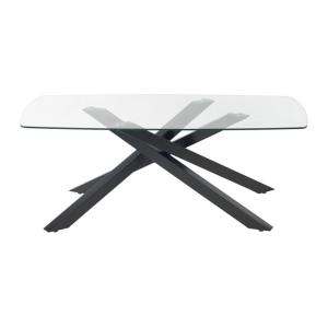 Table fixe verre trempé transparent, noir