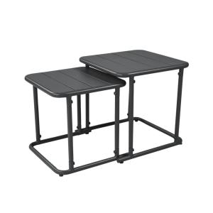 Table gigogne extérieure carrée en acier 45cm anthracite