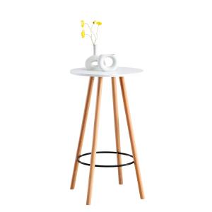 Table haute avec plateau et pieds en bois Blanc