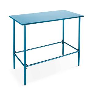 Table haute de jardin en métal bleu pacific 120 cm