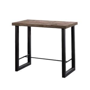 Table haute en acier et bois foncé