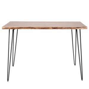 Table haute en bois d'Acacia avec piètement en acier noir