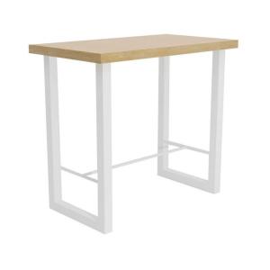 Table haute en chêne clair et acier blanc